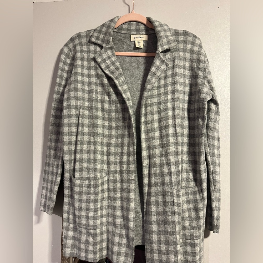Jessica Simpson Gray Checkered Blazer